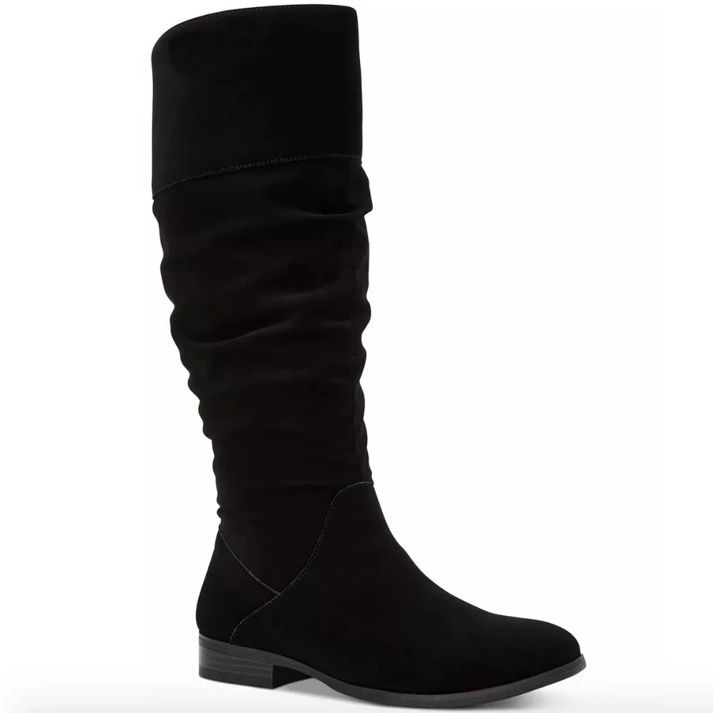 Style & Co Kelimae Black Suede Scrunch Boots Wide Calf - Picture 1 of 8